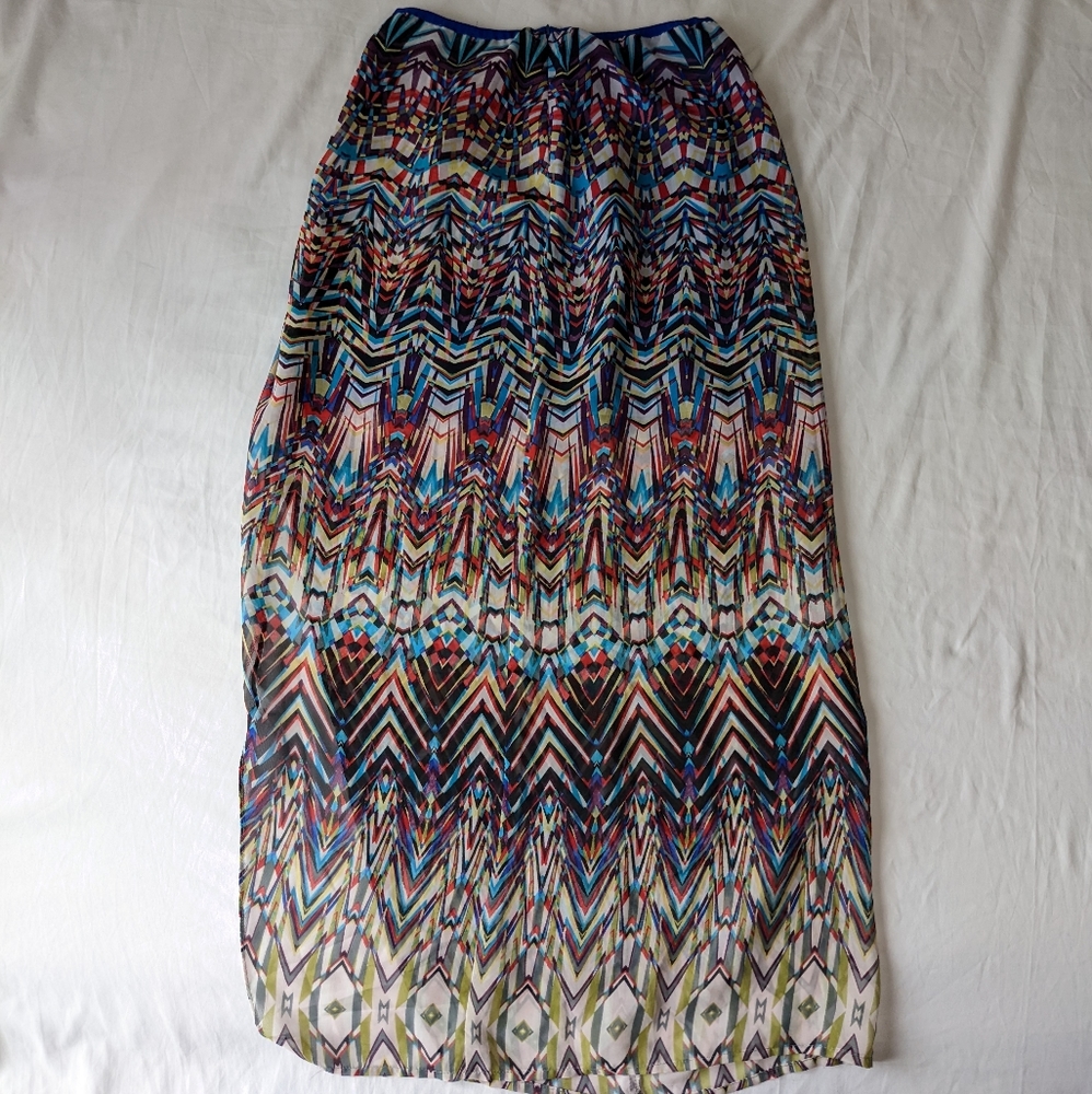 Gianni Bini Open Front Maxi Skirt Multi Color - image 5